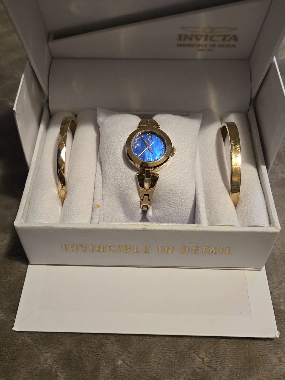 Invicta Gold-Tone Watch with Blue Dial